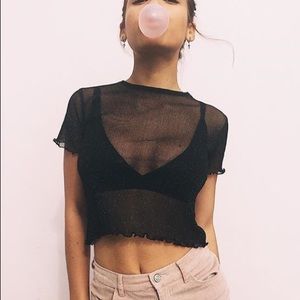 Black sparkle short sleeve